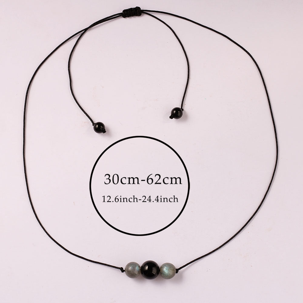 Obsidian & Labradorite Braided Necklace – Minimalist Protection for Everyday Strength