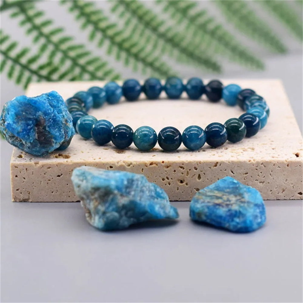 Blue Apatite Crystal Bracelet · Natural Healing Beads for Clarity & Calm