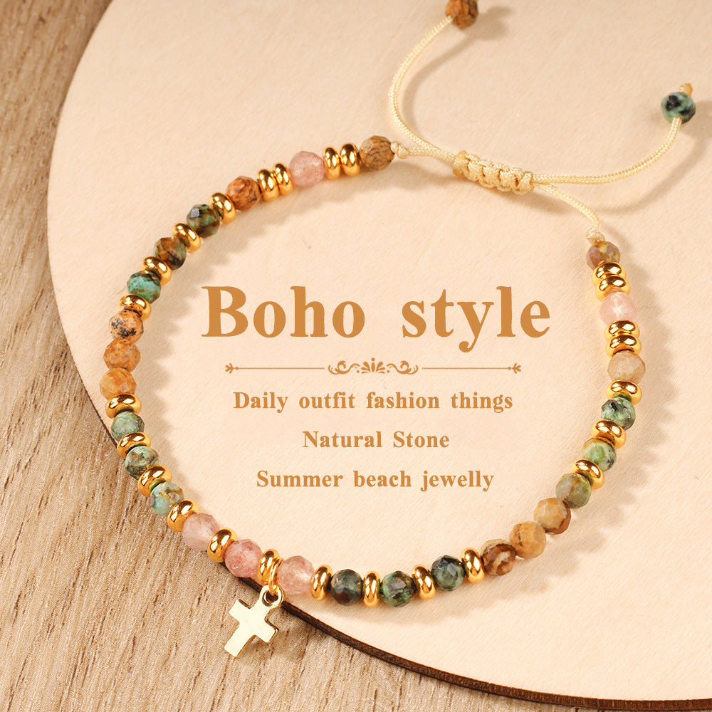 Bohemian Handwoven Strawberry Quartz Bracelet