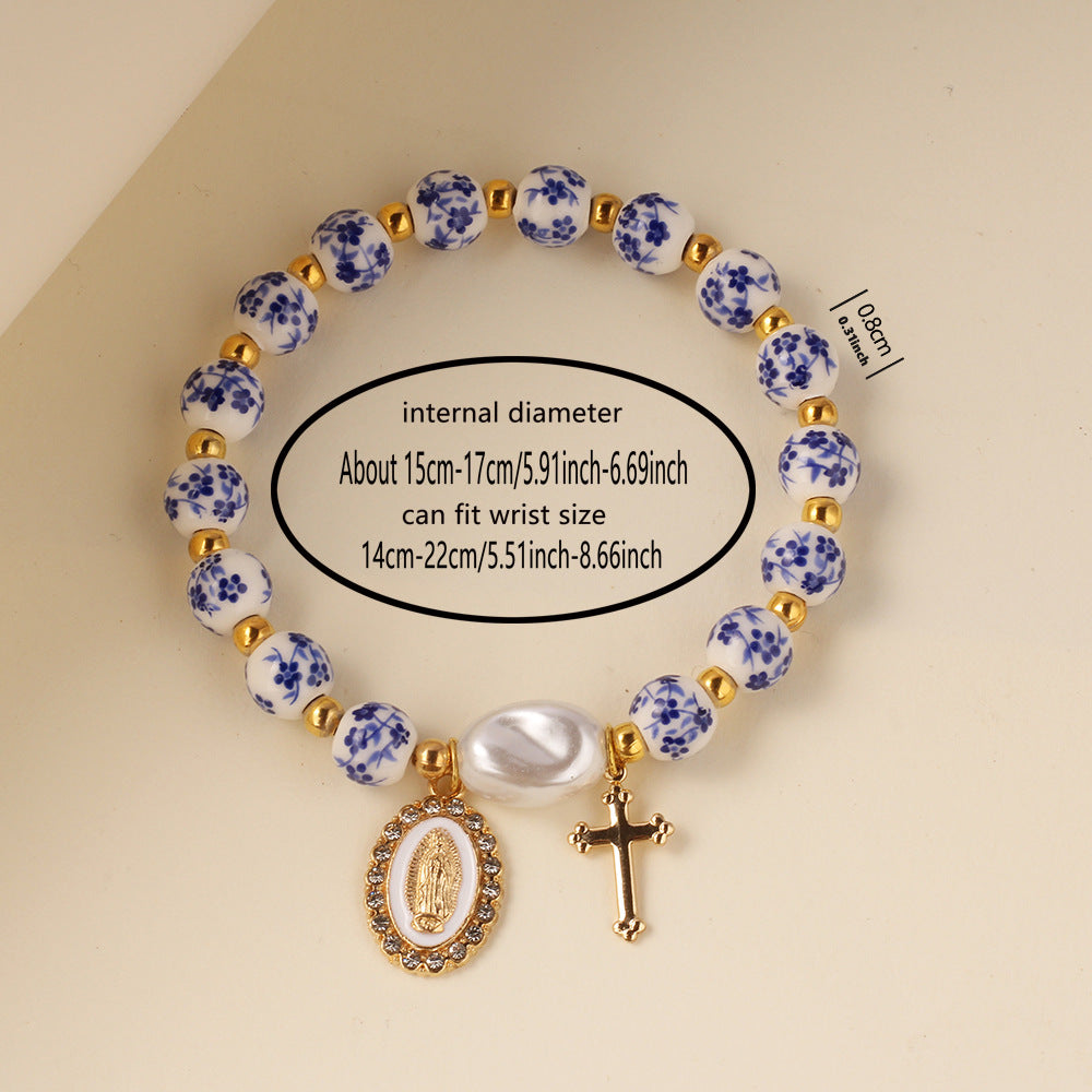 Porcelain Faith Bracelet – Blue & White Ceramic
