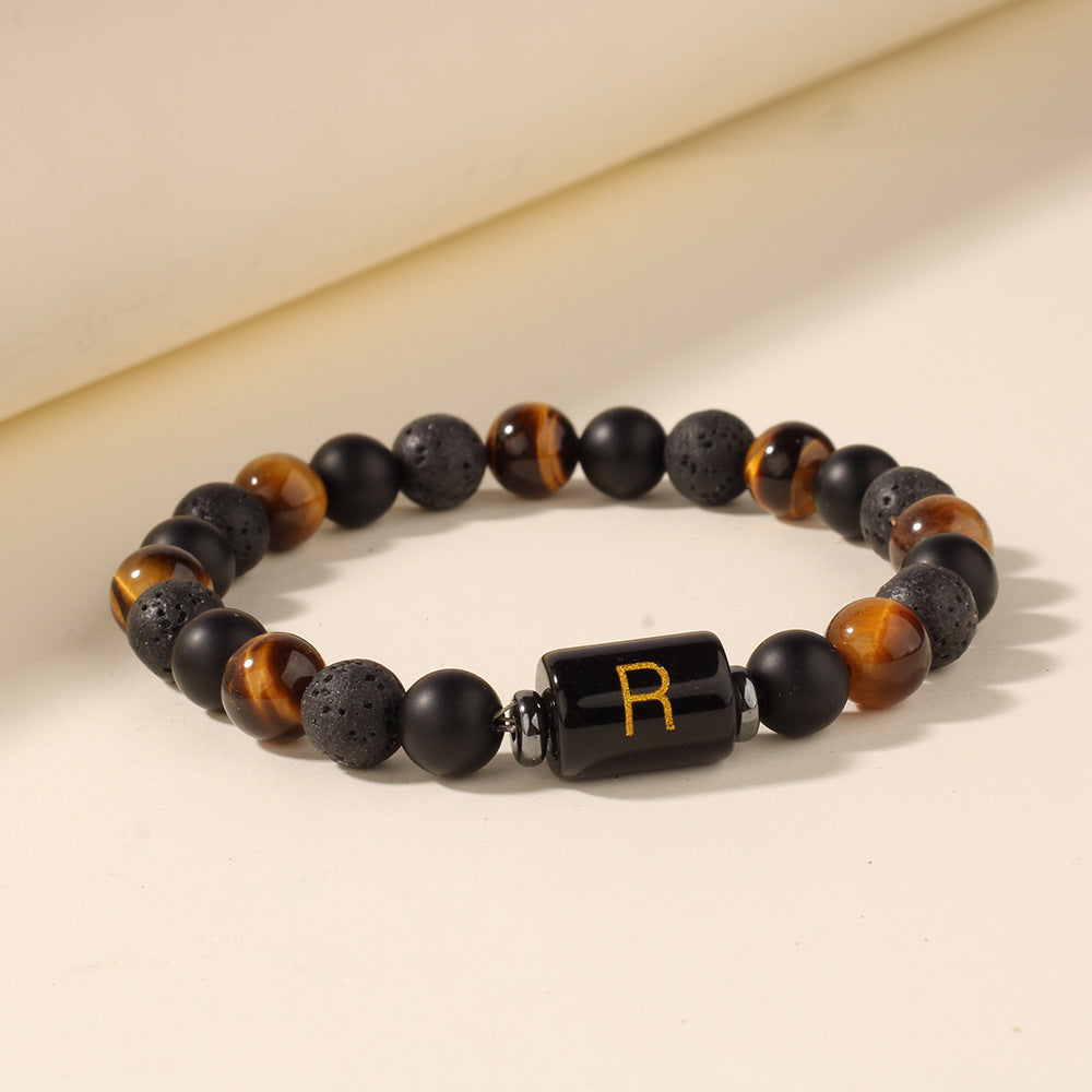 Personalized Tiger's Eye & Lava Stone Bracelet