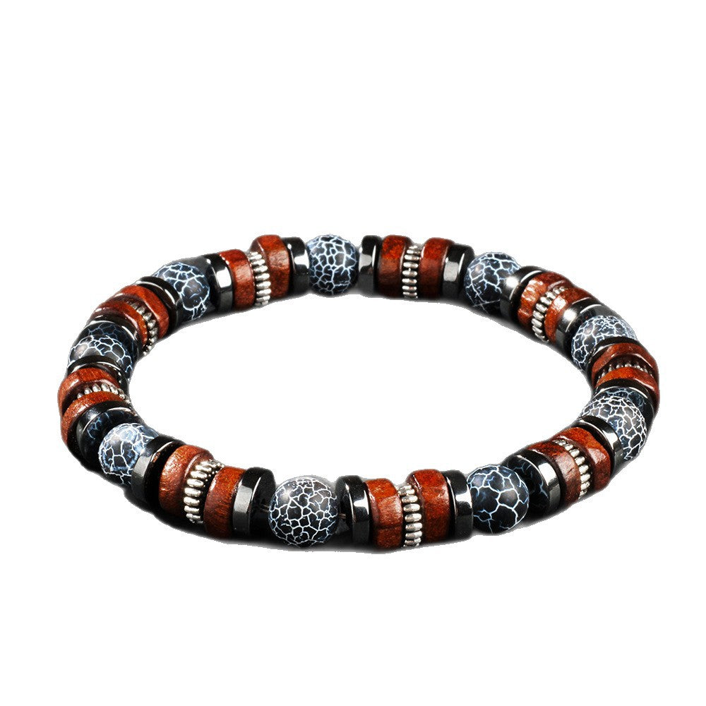 Men's Cracked Agate and Sandalwood Bracelet