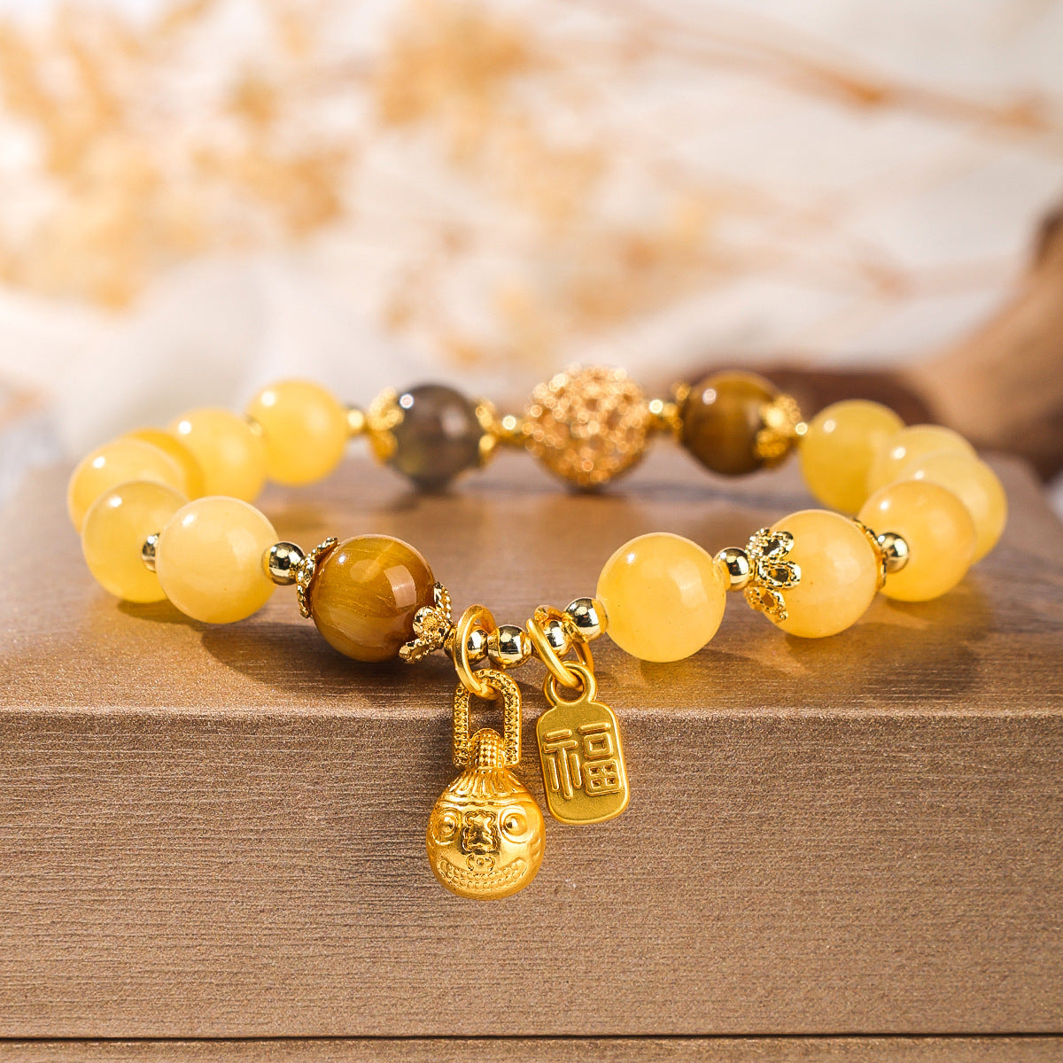 Golden Rutilated Quartz Bracelet · High-End Energy Healing Wealth Crystal for Women