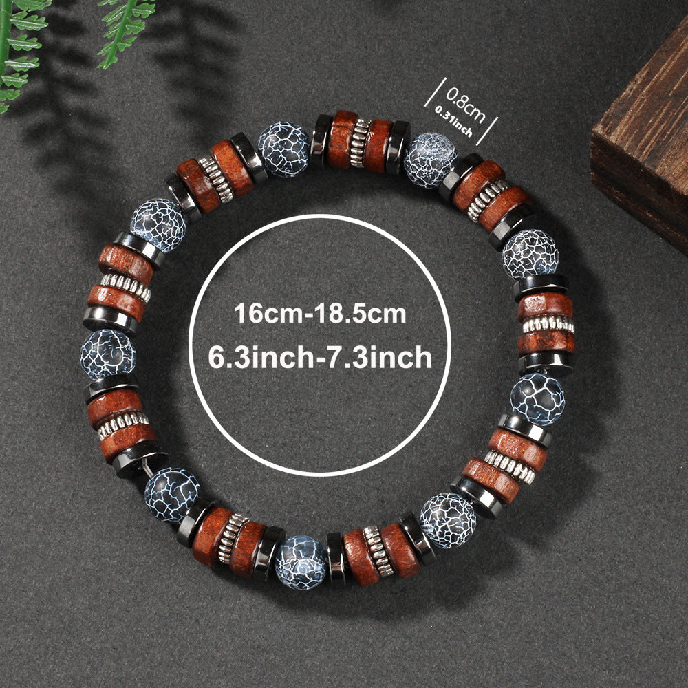 Men's Cracked Agate and Sandalwood Bracelet
