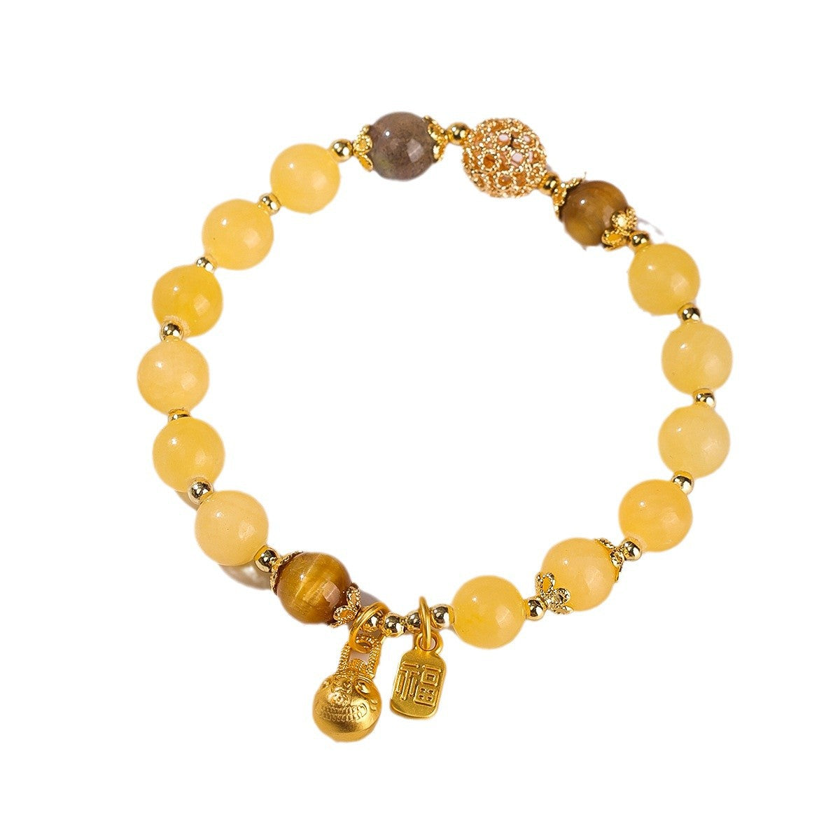 Golden Rutilated Quartz Bracelet · High-End Energy Healing Wealth Crystal for Women