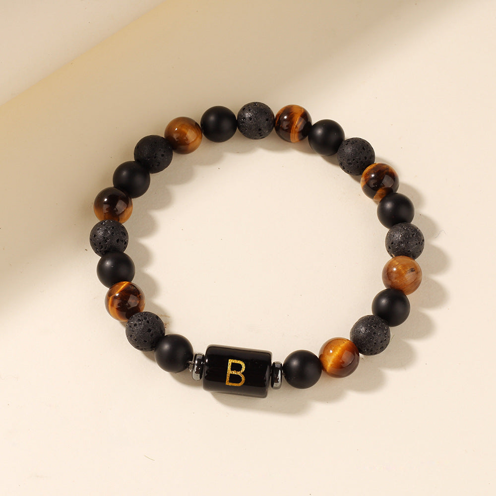 Personalized Tiger's Eye & Lava Stone Bracelet