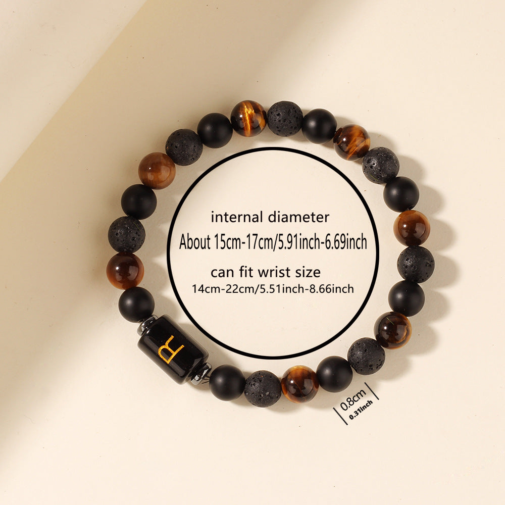 Personalized Tiger's Eye & Lava Stone Bracelet