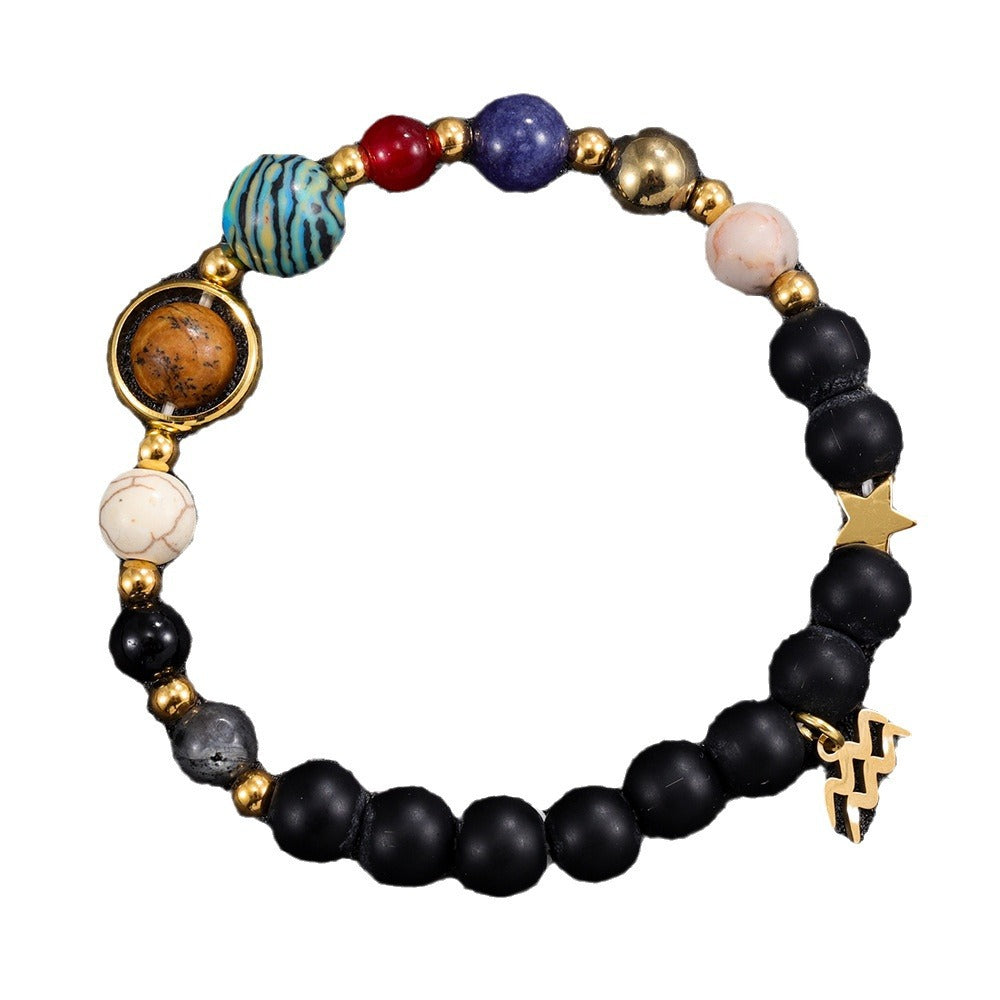 Capricorn Zodiac Planet Bracelet – Handmade Natural Crystals for Strength & Focus