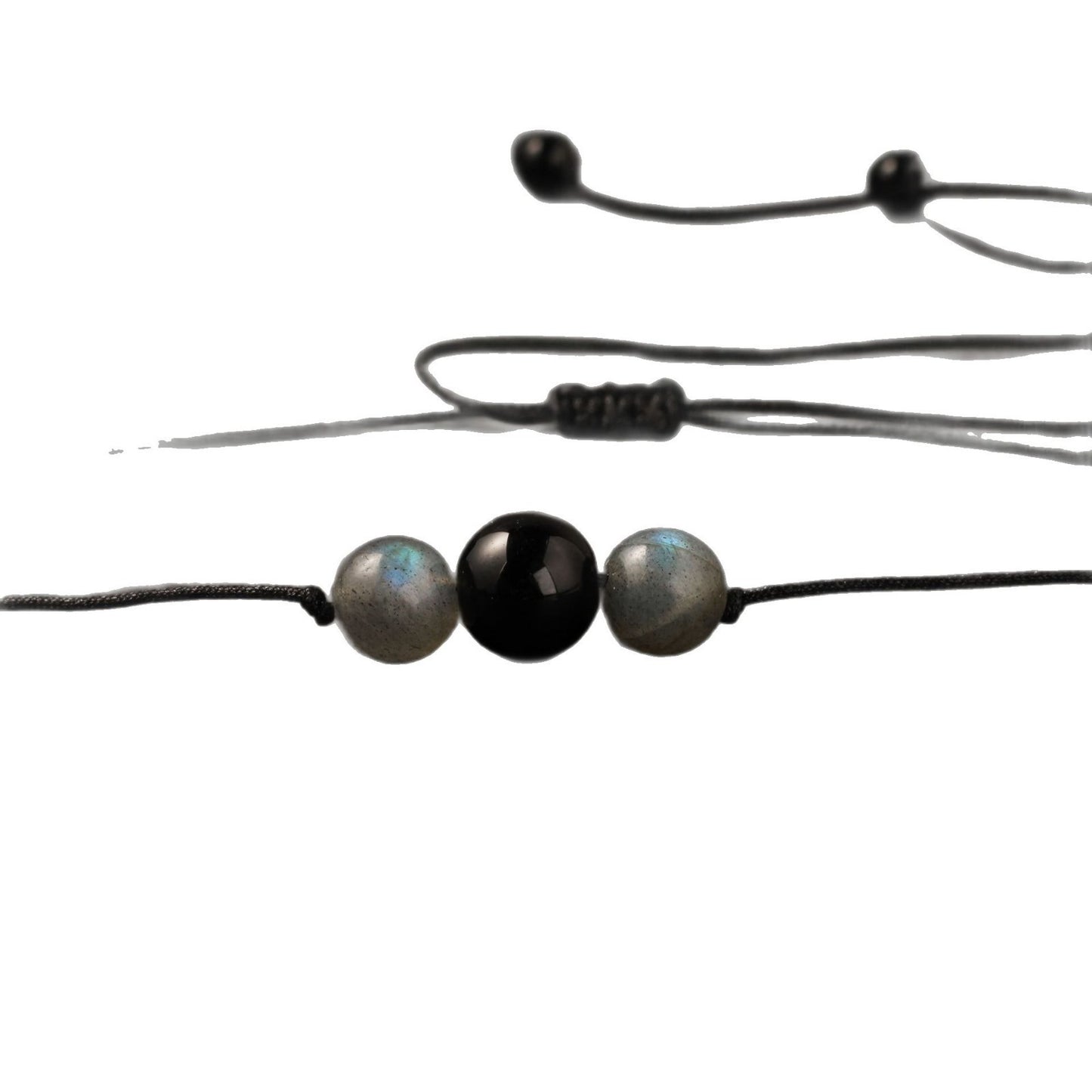 Obsidian & Labradorite Braided Necklace – Minimalist Protection for Everyday Strength