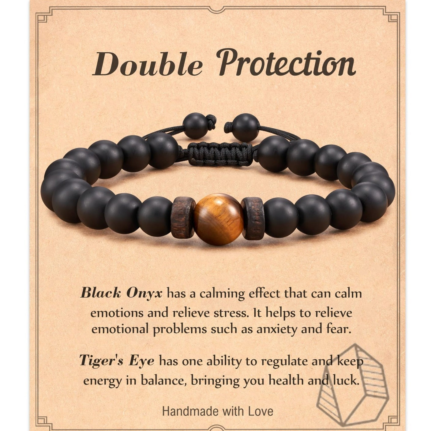 Natural Stone Bracelet for Men - Black Matte Tiger Eye & Lava Bead Skull Bracelet