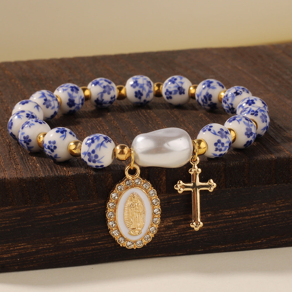 Porcelain Faith Bracelet – Blue & White Ceramic