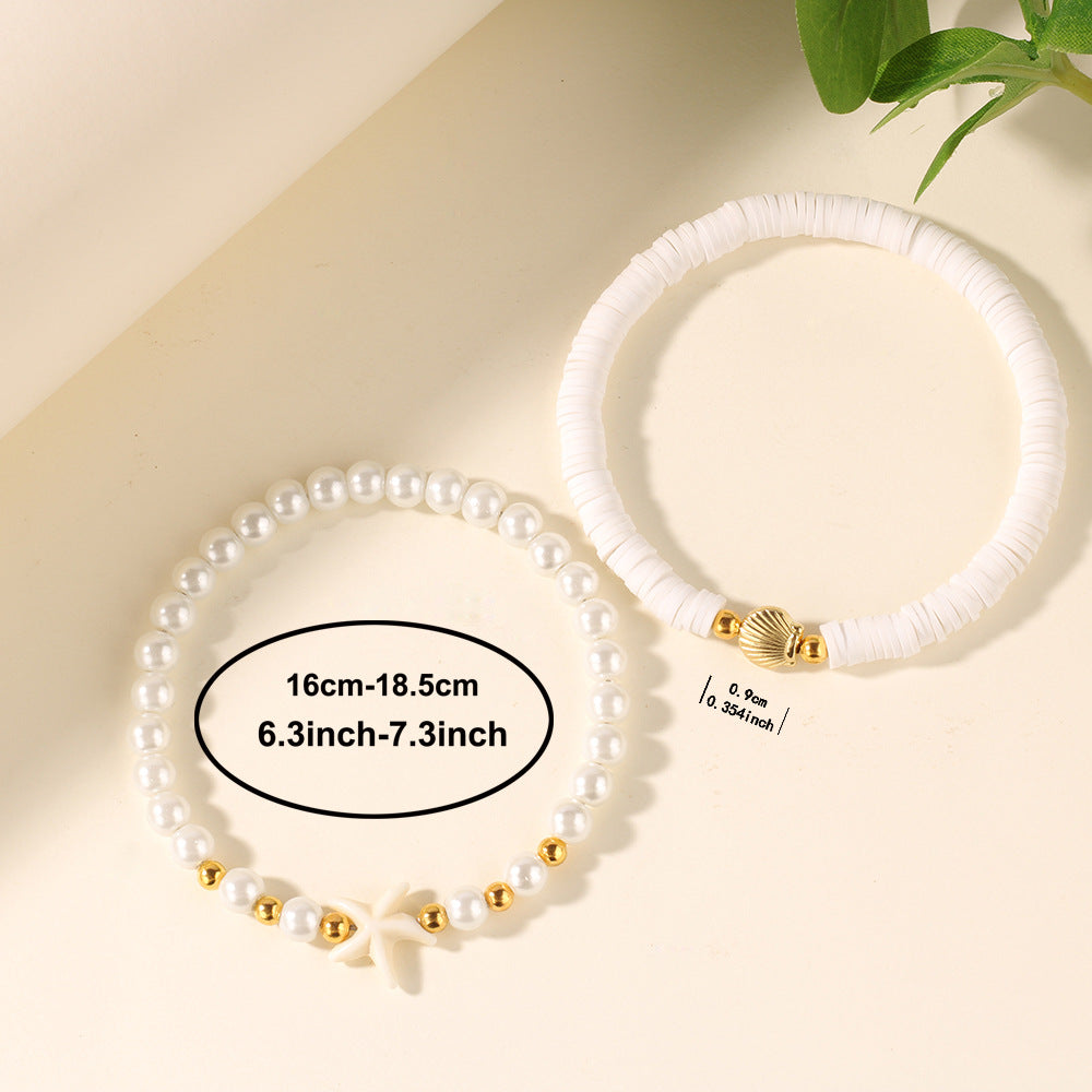 Starfish & Shell Pearl Beaded Bracelet