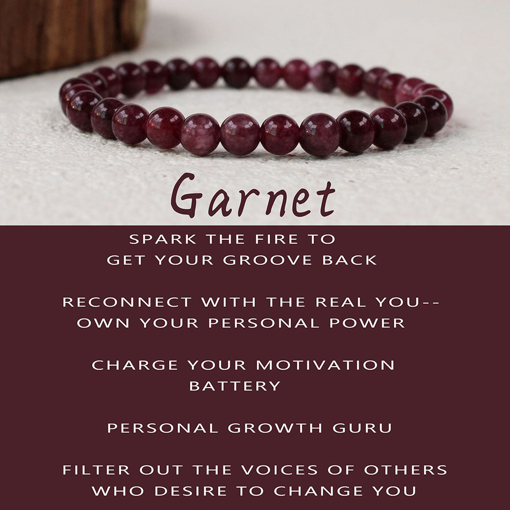 6mm Garnet Energy Bracelet – Natural Healing Stone for Passion & Vitality