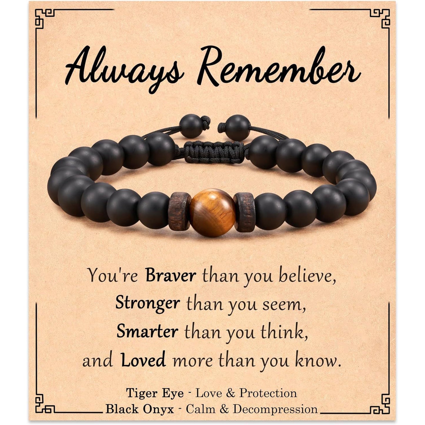 Natural Stone Bracelet for Men - Black Matte Tiger Eye & Lava Bead Skull Bracelet