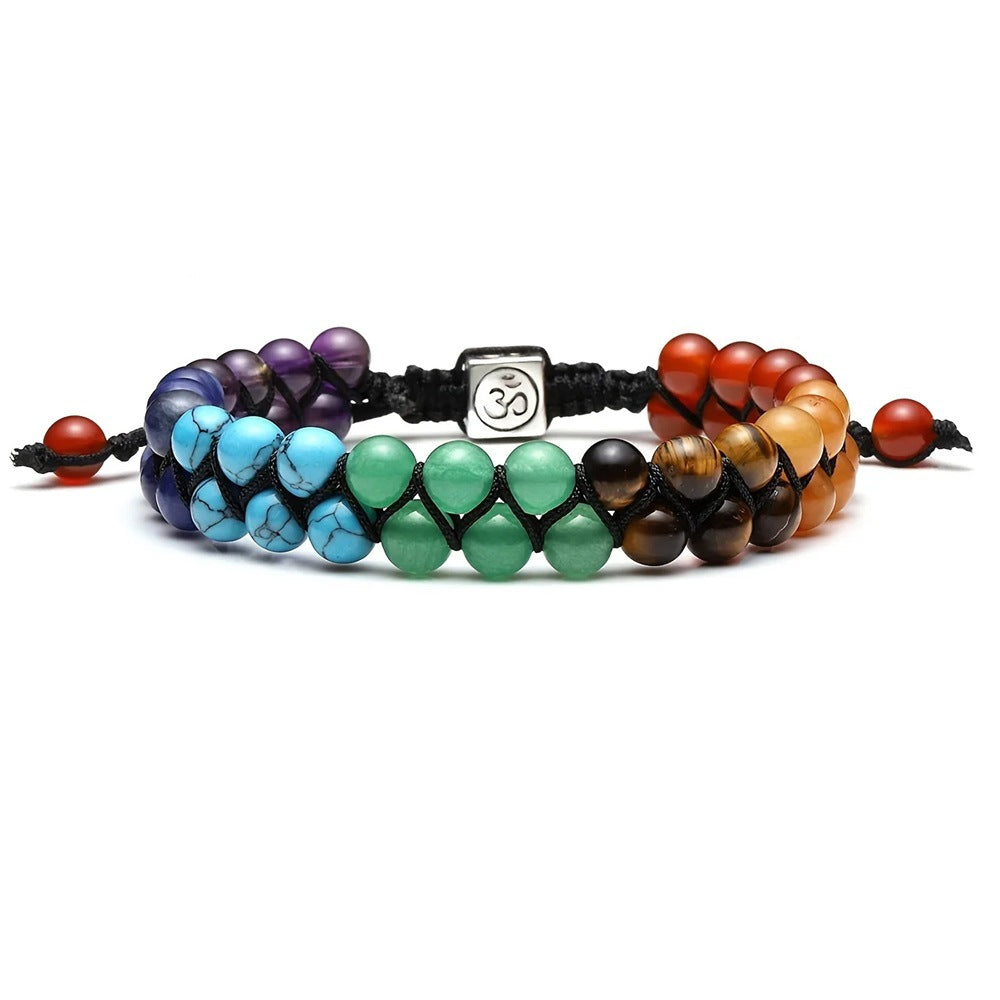 Bohemian Crystal Bracelet – Turquoise, Amethyst, Aquamarine & Red Agate Handwoven Energy