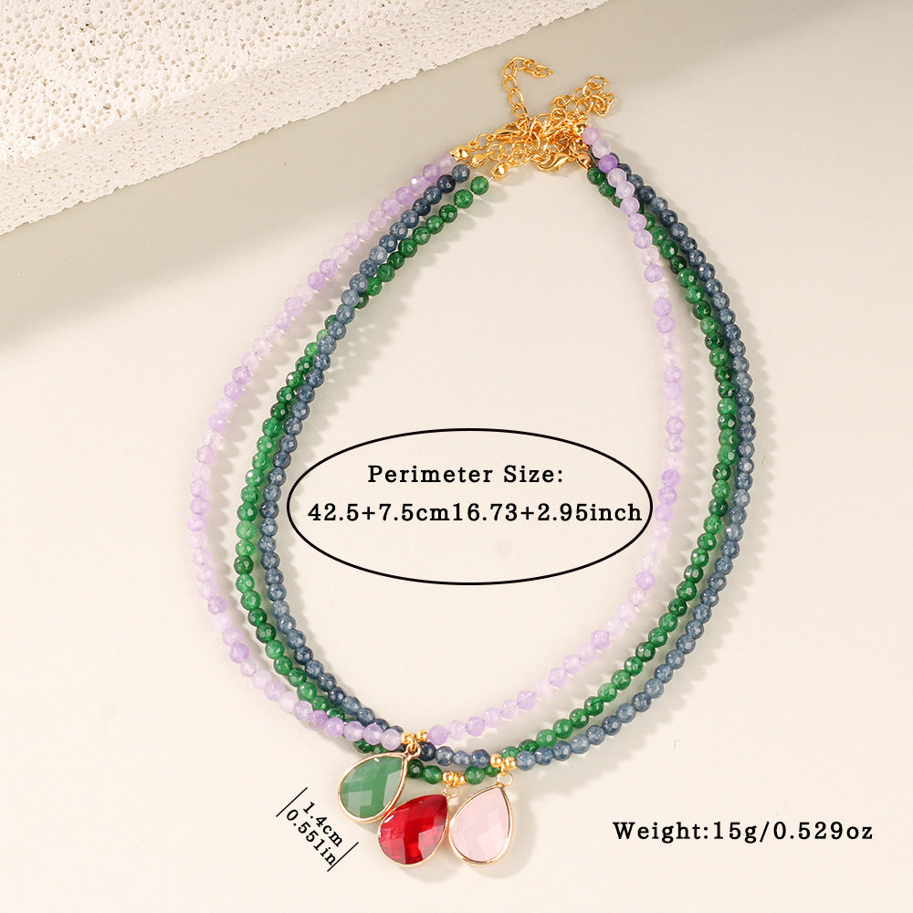 Amethyst, Apatite & Serpentine Gemstone Necklace – Summer Elegance with Energy Harmony