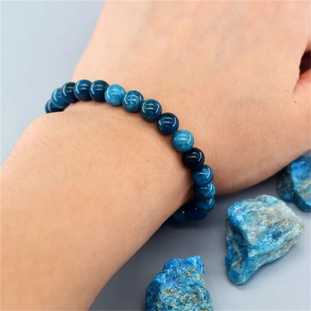 Blue Apatite Crystal Bracelet · Natural Healing Beads for Clarity & Calm