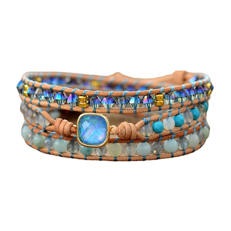 Double-Sided Multicolor Agate Beaded Wrap Bracelet | Spiritual Healing Energy Jewelry