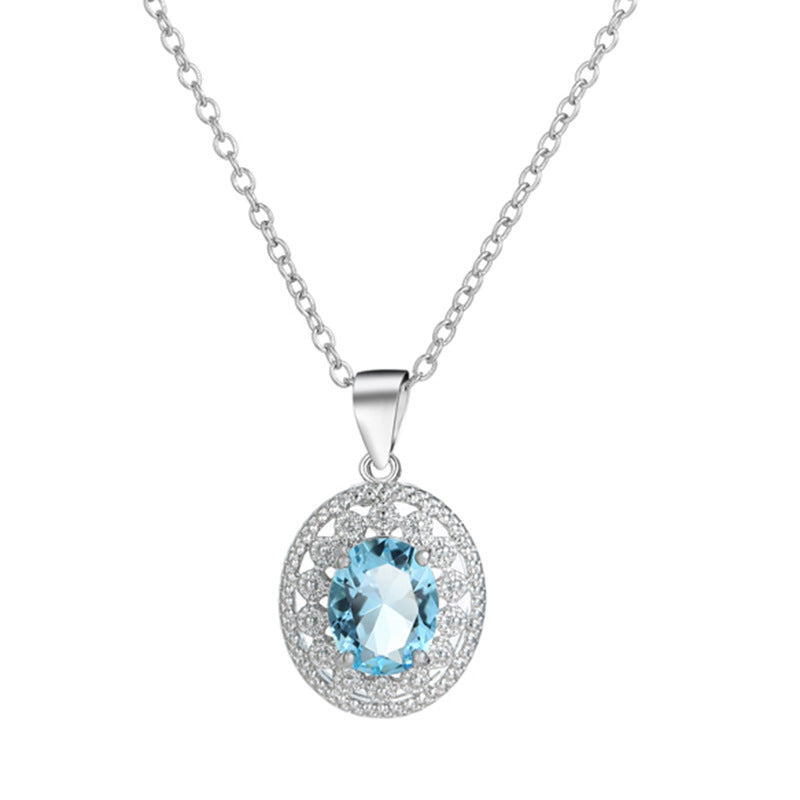 Blue Topaz Stainless Steel Pendant & Earrings Set – Luxury Valentine’s Gift