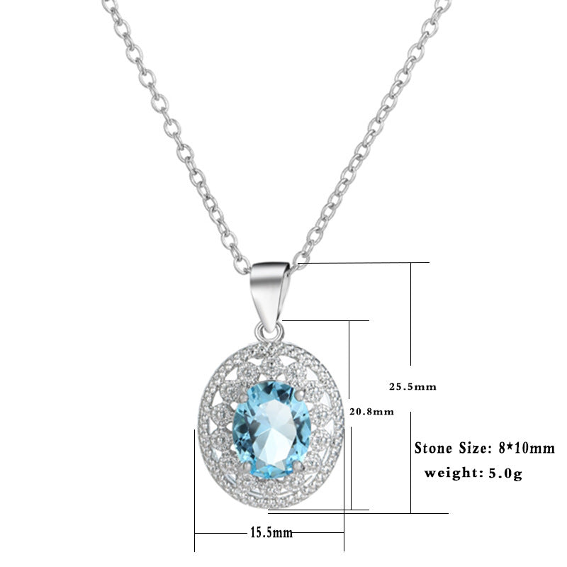 Blue Topaz Stainless Steel Pendant & Earrings Set – Luxury Valentine’s Gift