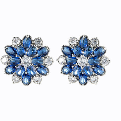 Zircon Flower Jewelry Set – No Piercing Clip-On Earrings & Pendant Necklace