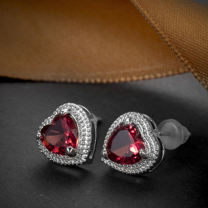 Ocean Heartlight – Zircon Crystal Heart Necklace & Stud Earrings Set