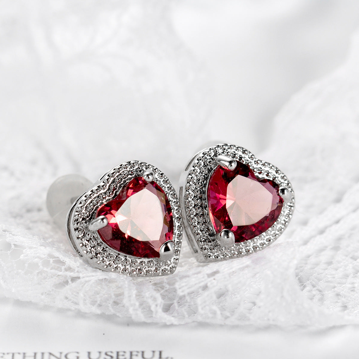 Ocean Heartlight – Zircon Crystal Heart Necklace & Stud Earrings Set