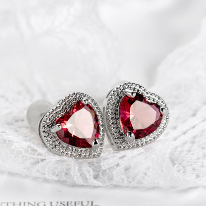 Ocean Heartlight – Zircon Crystal Heart Necklace & Stud Earrings Set