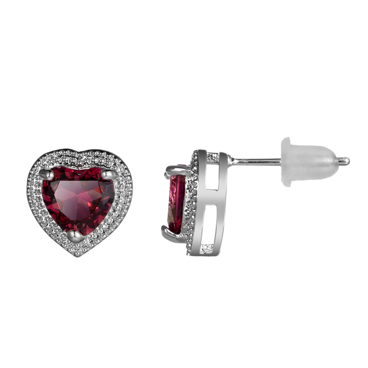 Ocean Heartlight – Zircon Crystal Heart Necklace & Stud Earrings Set