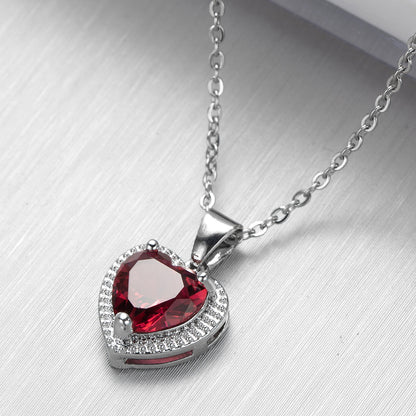 Ocean Heartlight – Zircon Crystal Heart Necklace & Stud Earrings Set