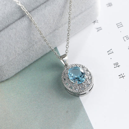 Blue Topaz Stainless Steel Pendant & Earrings Set – Luxury Valentine’s Gift