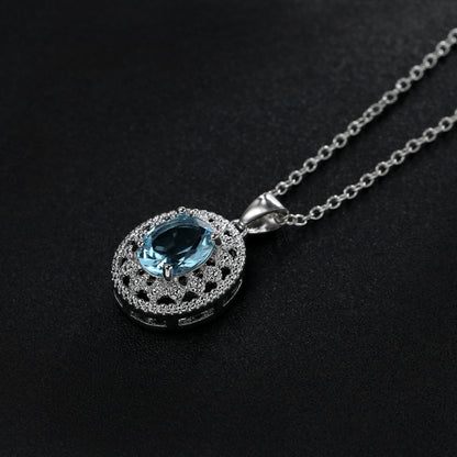 Blue Topaz Stainless Steel Pendant & Earrings Set – Luxury Valentine’s Gift