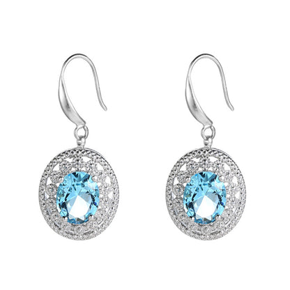 Blue Topaz Stainless Steel Pendant & Earrings Set – Luxury Valentine’s Gift