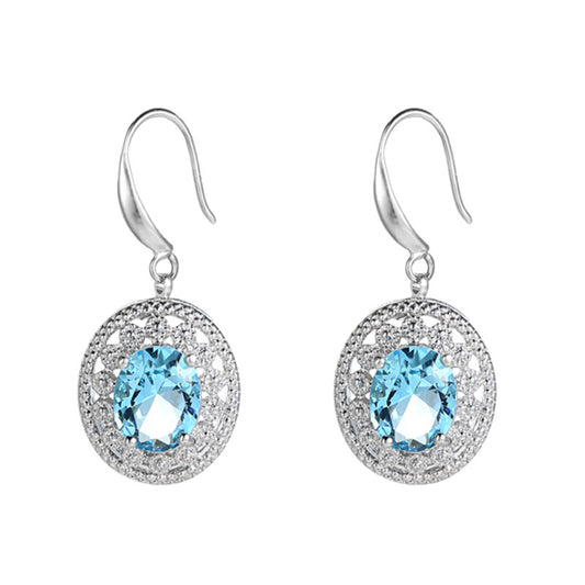 Blue Topaz Stainless Steel Pendant & Earrings Set – Luxury Valentine’s Gift