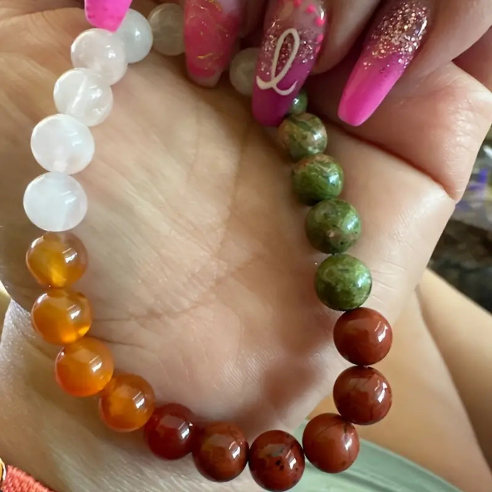 Natural Unakite Crystal Bracelet – Emotional Healing & Feminine Grounding