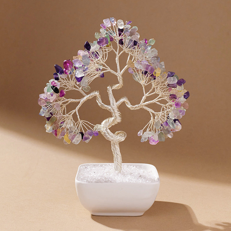 Natural Aquamarine Crystal Money Tree – Feng Shui Tree of Life for Prosperity & Harmony