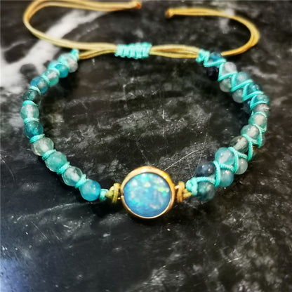 Blue Agate Bracelet with Blue Opal | Meditation & Healing Energy Jewelry