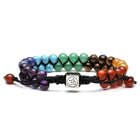 Bohemian Crystal Bracelet – Turquoise, Amethyst, Aquamarine & Red Agate Handwoven Energy