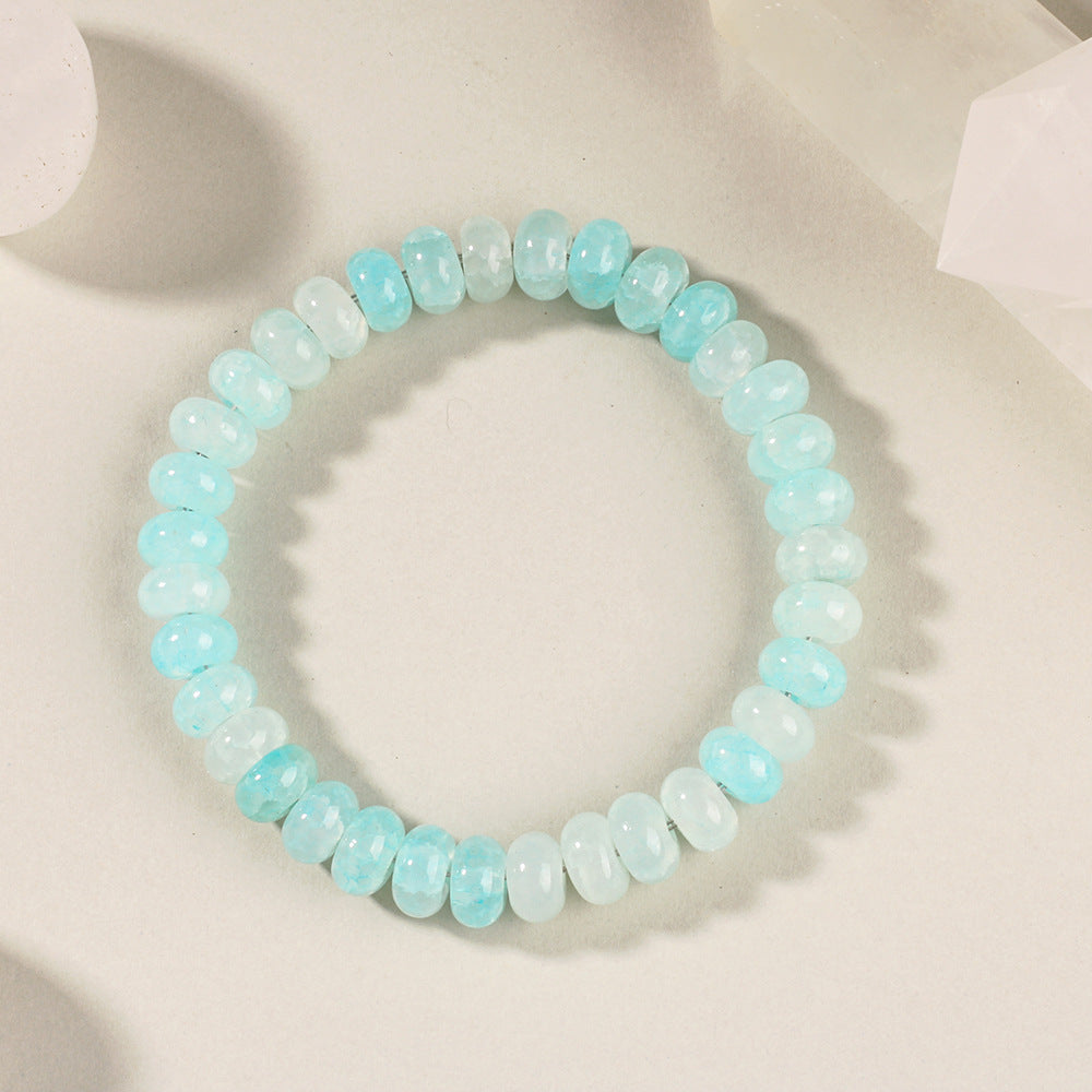 Blue Chalcedony & Glass Crystal Healing Bracelet