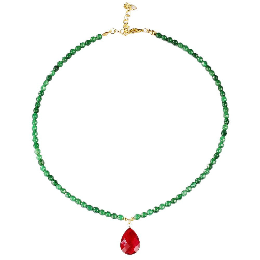 Amethyst, Apatite & Serpentine Gemstone Necklace – Summer Elegance with Energy Harmony