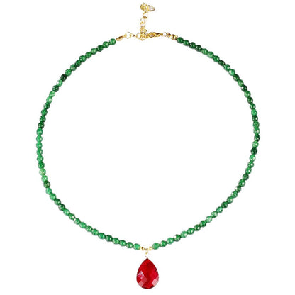 Amethyst, Apatite & Serpentine Gemstone Necklace – Summer Elegance with Energy Harmony