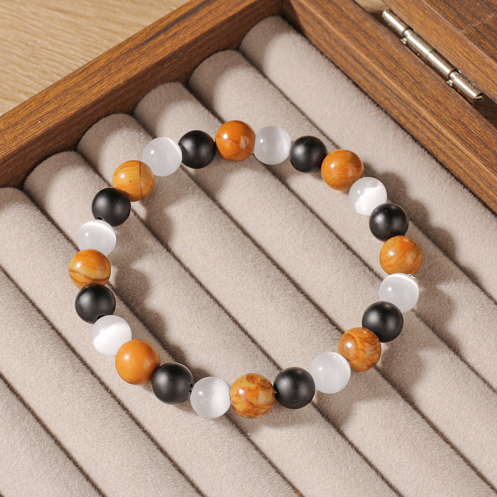 Golden Cat’s Eye Wood Grain Bracelet