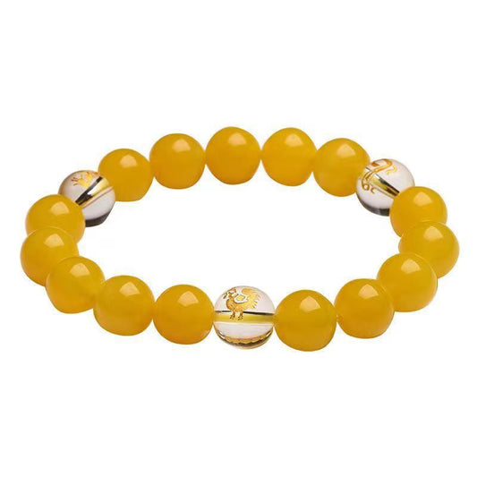 Bazi Customized Yellow Agate & White Crystal Bracelet