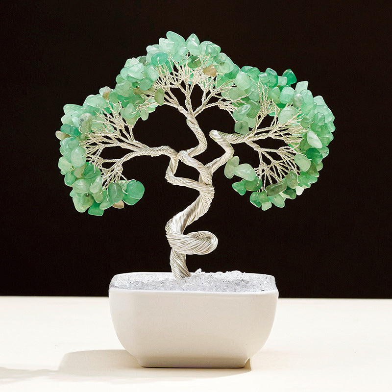 Natural Aquamarine Crystal Money Tree – Feng Shui Tree of Life for Prosperity & Harmony