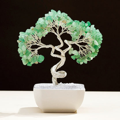 Natural Aquamarine Crystal Money Tree – Feng Shui Tree of Life for Prosperity & Harmony
