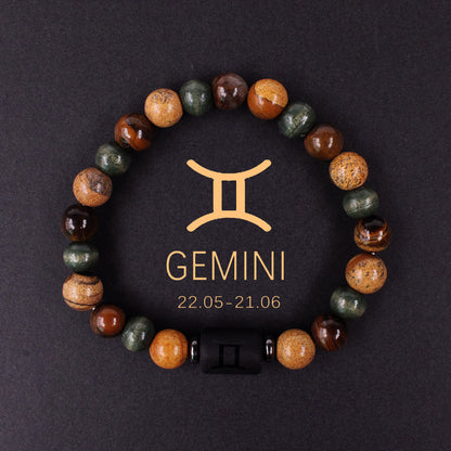 Zodiac Energy Bracelet – Amazonite & Tiger Eye Couple Crystal Set