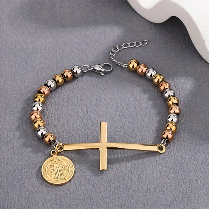 Stainless Steel Rosary Bead Bracelet