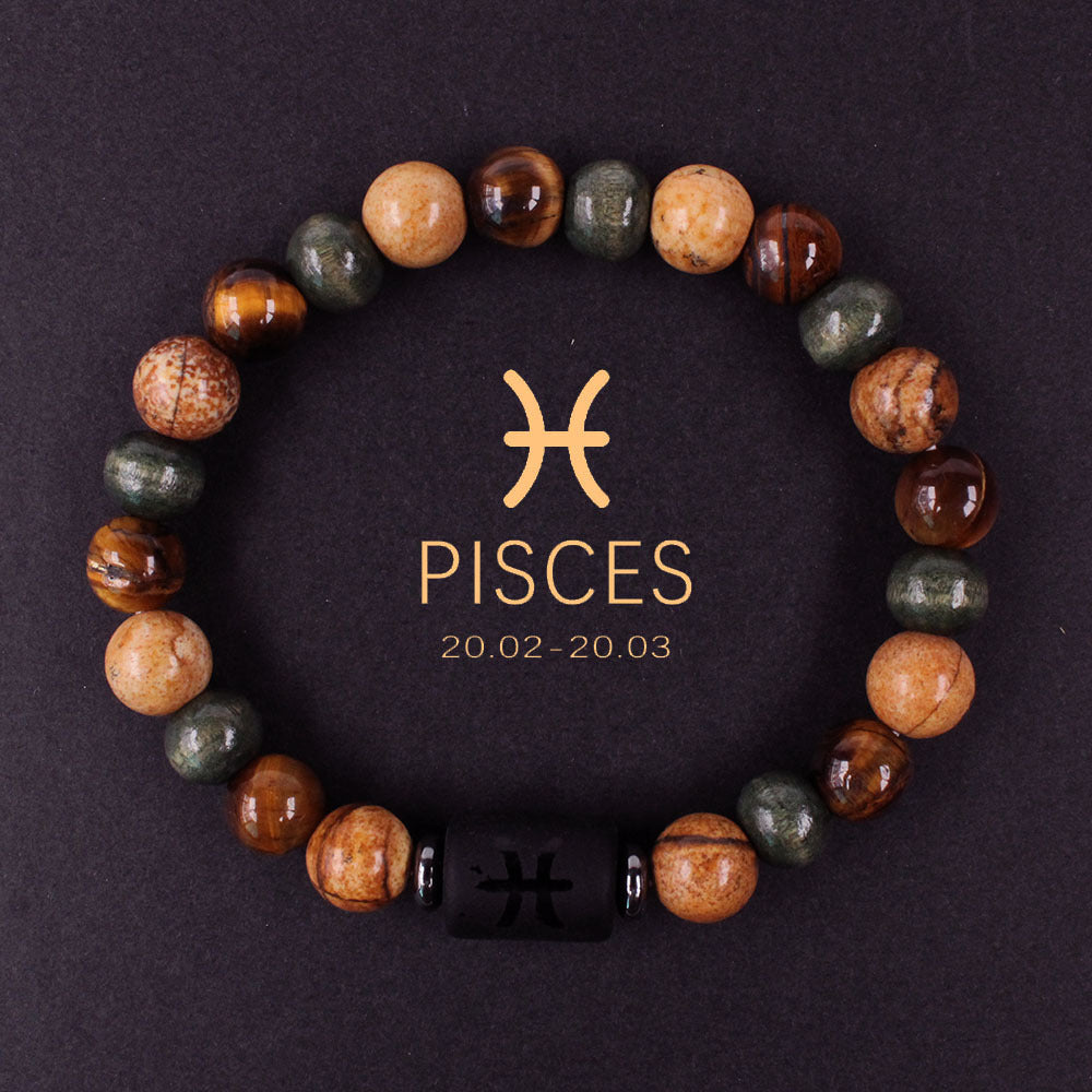 Zodiac Energy Bracelet – Amazonite & Tiger Eye Couple Crystal Set