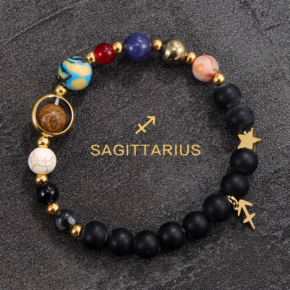 Sagittarius Zodiac Planet Bracelet – Handmade Crystal Beads for Freedom & Optimism