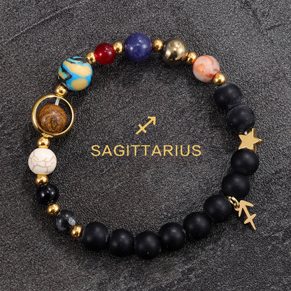Sagittarius Zodiac Planet Bracelet – Handmade Crystal Beads for Freedom & Optimism